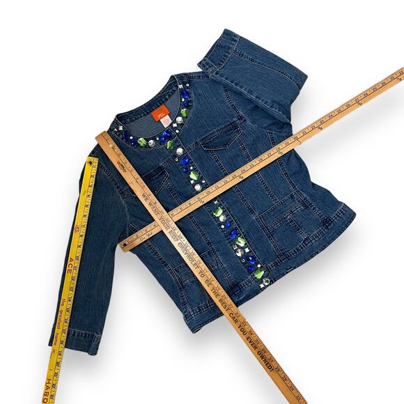 80s 90s Vintage Hearts of Palm rhinestone embellished denim jean suit - Picture 13 of 13